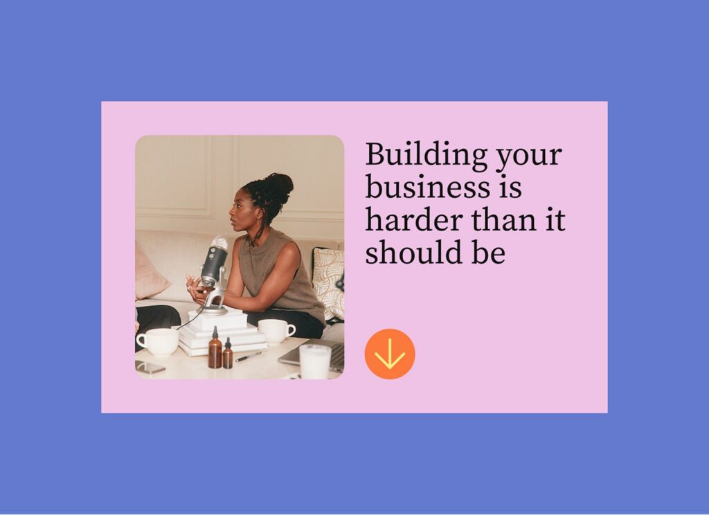 Email design created in Flodesk Studio for a podcast promo, reading "Building your business is harder than it should be"